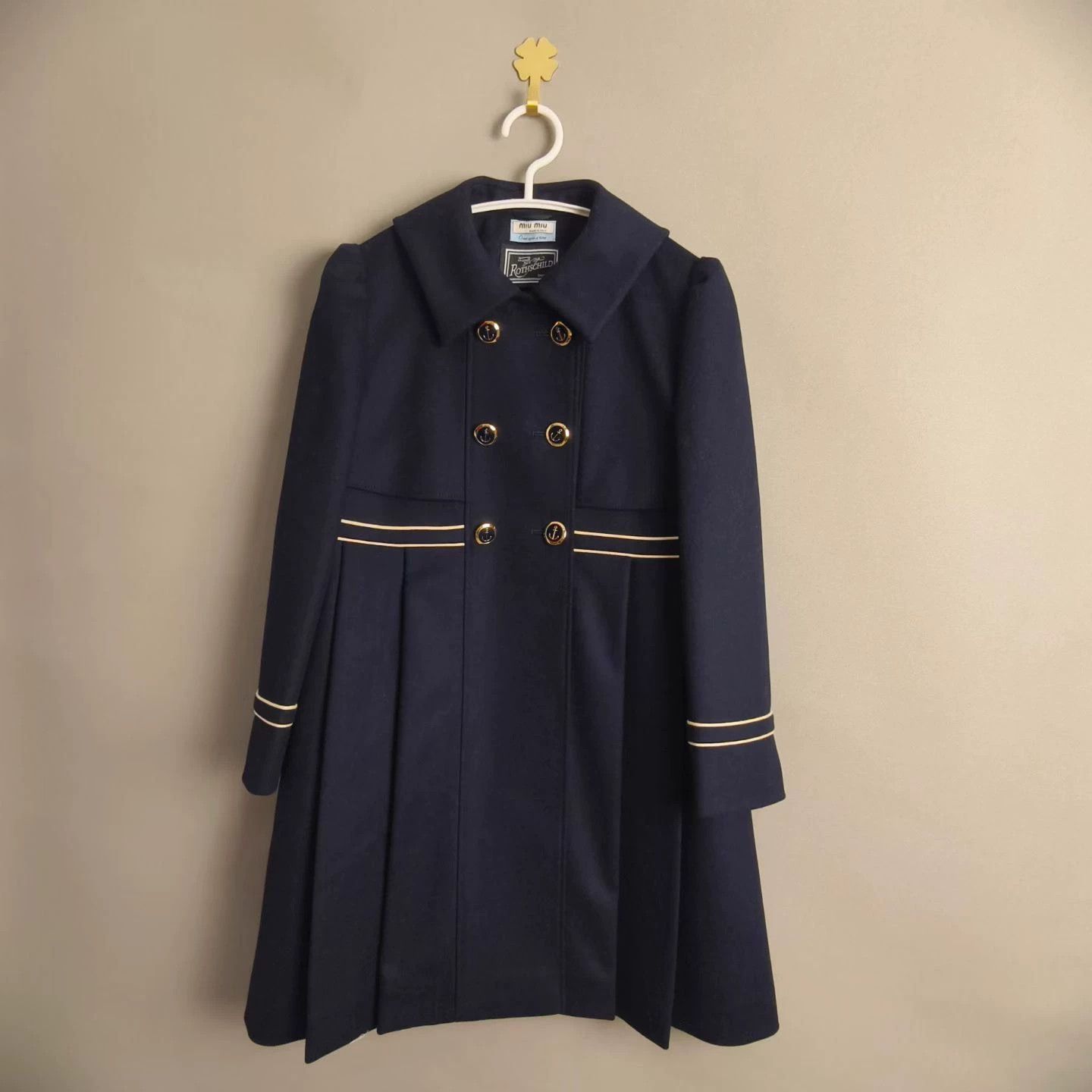 Miu Miu MIU MIU Navy Lapel Doll Wool Coat Size S / US 4 / IT 40 - 1 Thumbnail