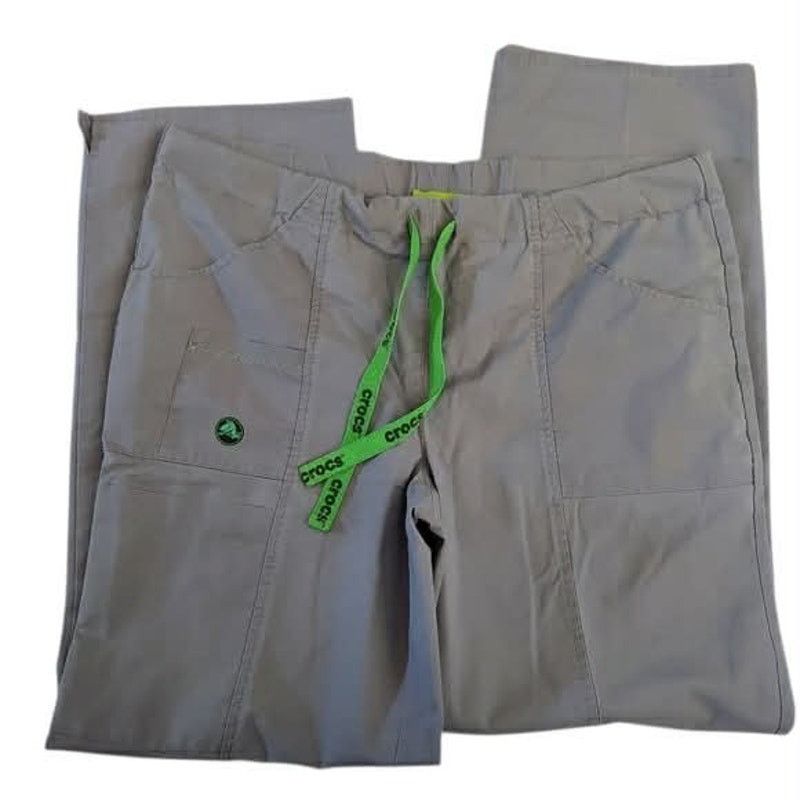 Crocs Crocs Scrub Pants Gray Elastic Waist Drawstring Medical MED Size 26" / US 2 / IT 38 - 3 Thumbnail