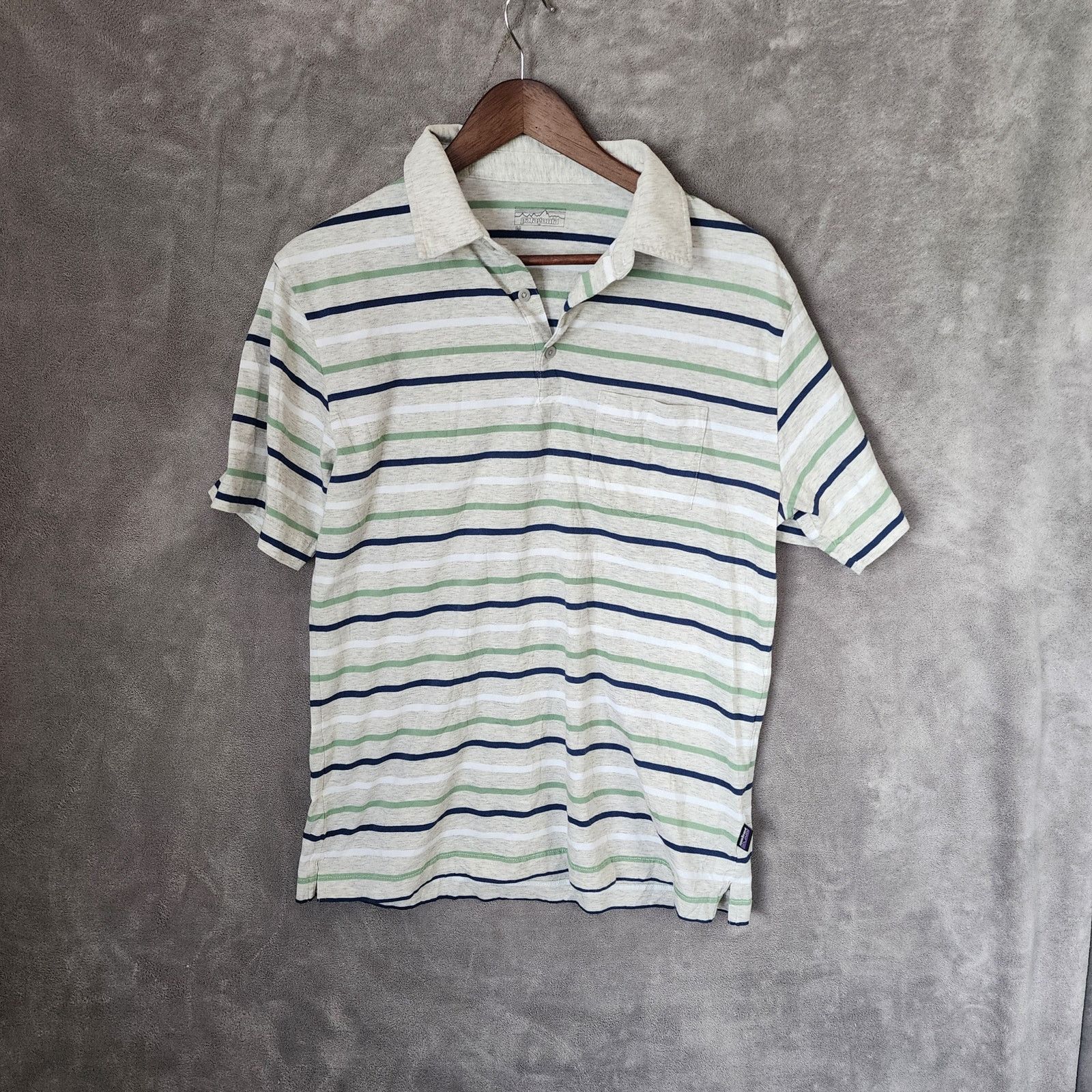 Patagonia Men’s Patagonia Polo Medium Gray Green Blue Organic Cotton Size US M / EU 48-50 / 2 - 1 Thumbnail