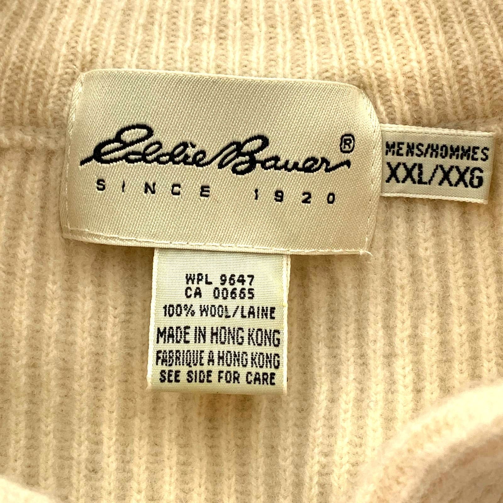 Eddie Bauer Eddie Bauer Ribbed V Neck Sweater Wool Ivory Pullover Size US XXL / EU 58 / 5 - 3 Thumbnail