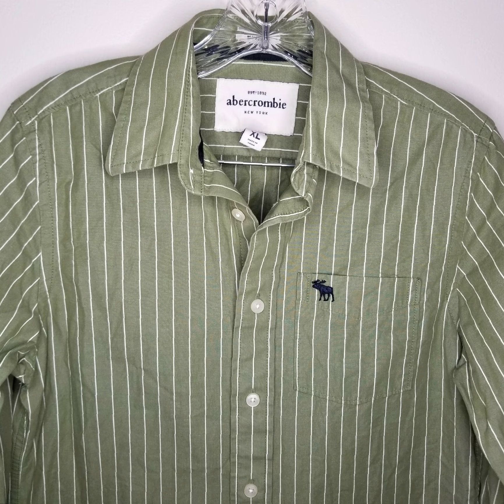 Abercrombie & Fitch Abercrombie & Fitch Shirt Men XL Green Muscle Long Sleeve Button-Up - Regular Fit, 19" Pit to Pit, 25" Length Size US XL / EU 56 / 4 - 2 Thumbnail