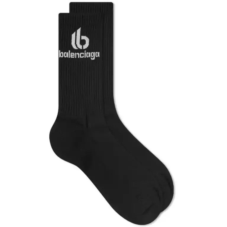 Balenciaga o1mt1gz0924 Size: L / Double B Socks in Black Size ONE SIZE - 1 Thumbnail