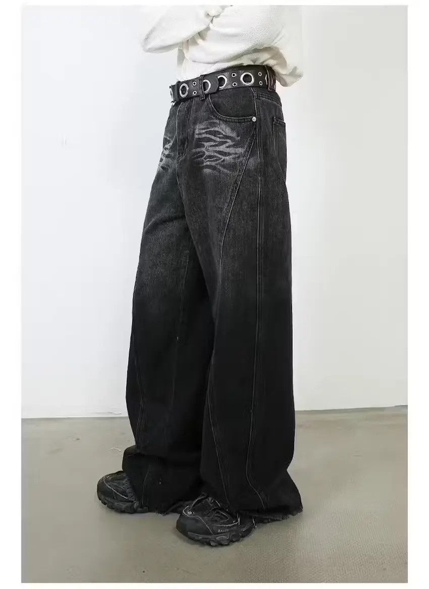 Designer × Japanese Brand Black washed baggy jeans Size US 34 / EU 50 - 4 Thumbnail