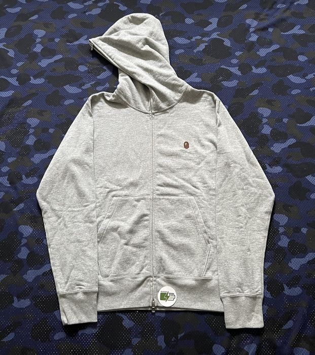 Bape A Bathing Ape Bape Head One Point Grey Full Zip Up Size M