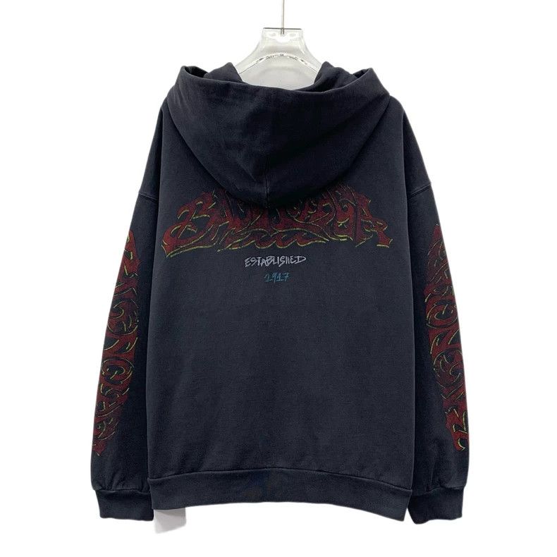 Balenciaga Balenciaga Black monogrammed cotton hooded zip-up long-sle Size US S / EU 44-46 / 1 - 2 Thumbnail