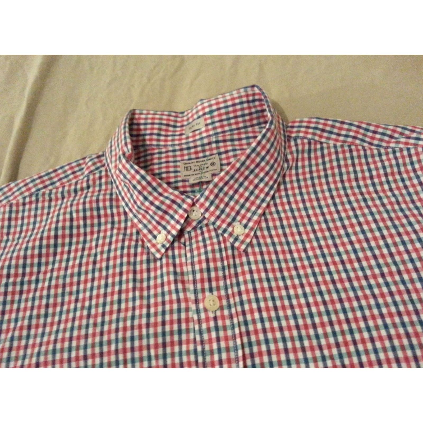 J.Crew VINTAGE Mens J. Crew Plaid Dress Shirt XL Cotton Long Button Size 46R - 3 Thumbnail