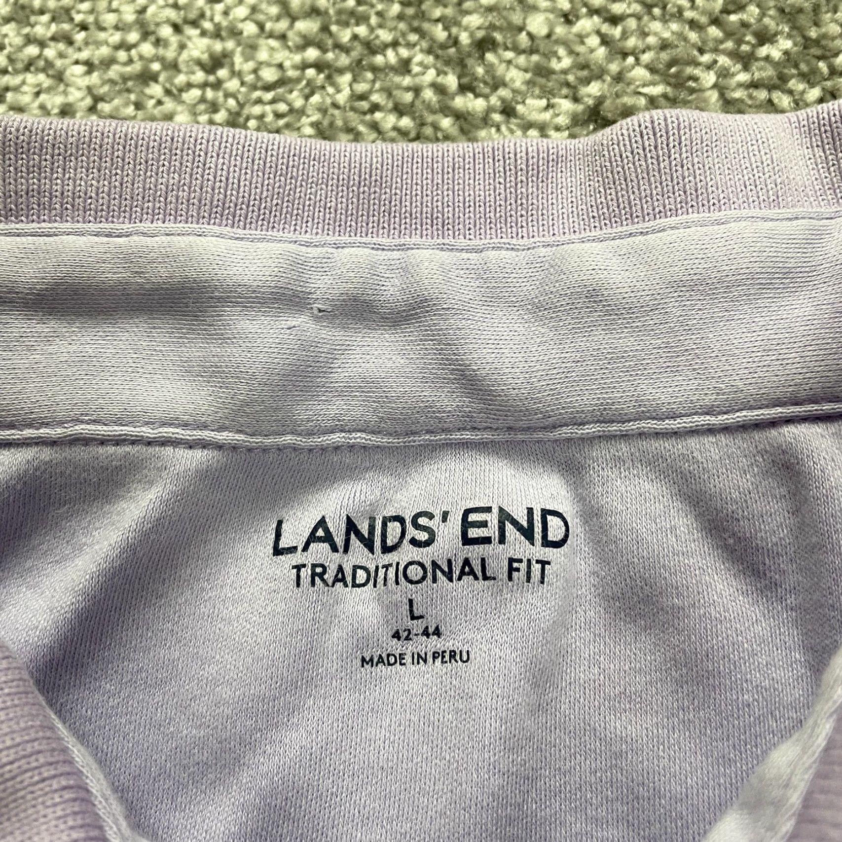 Lands' End Lands' End Polo Shirt Mens Large Purple Short Sleeve Cotton Top Regular Fit No Iron/Noclose N/A Size US L / EU 52-54 / 3 - 4 Thumbnail