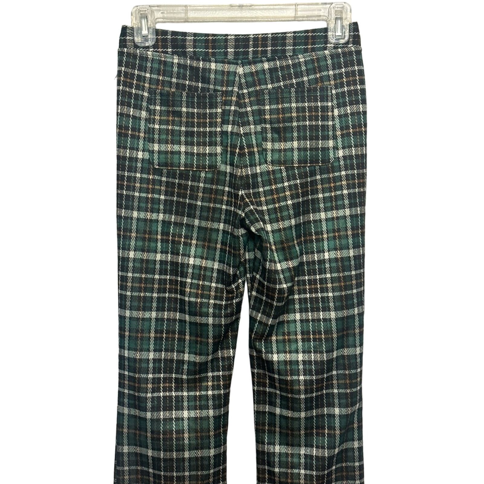 BP. BP Flare Pants Plaid High-Rise Waist Soft Green W XS NWT Size 26" / US 2 / IT 38 - 6 Thumbnail