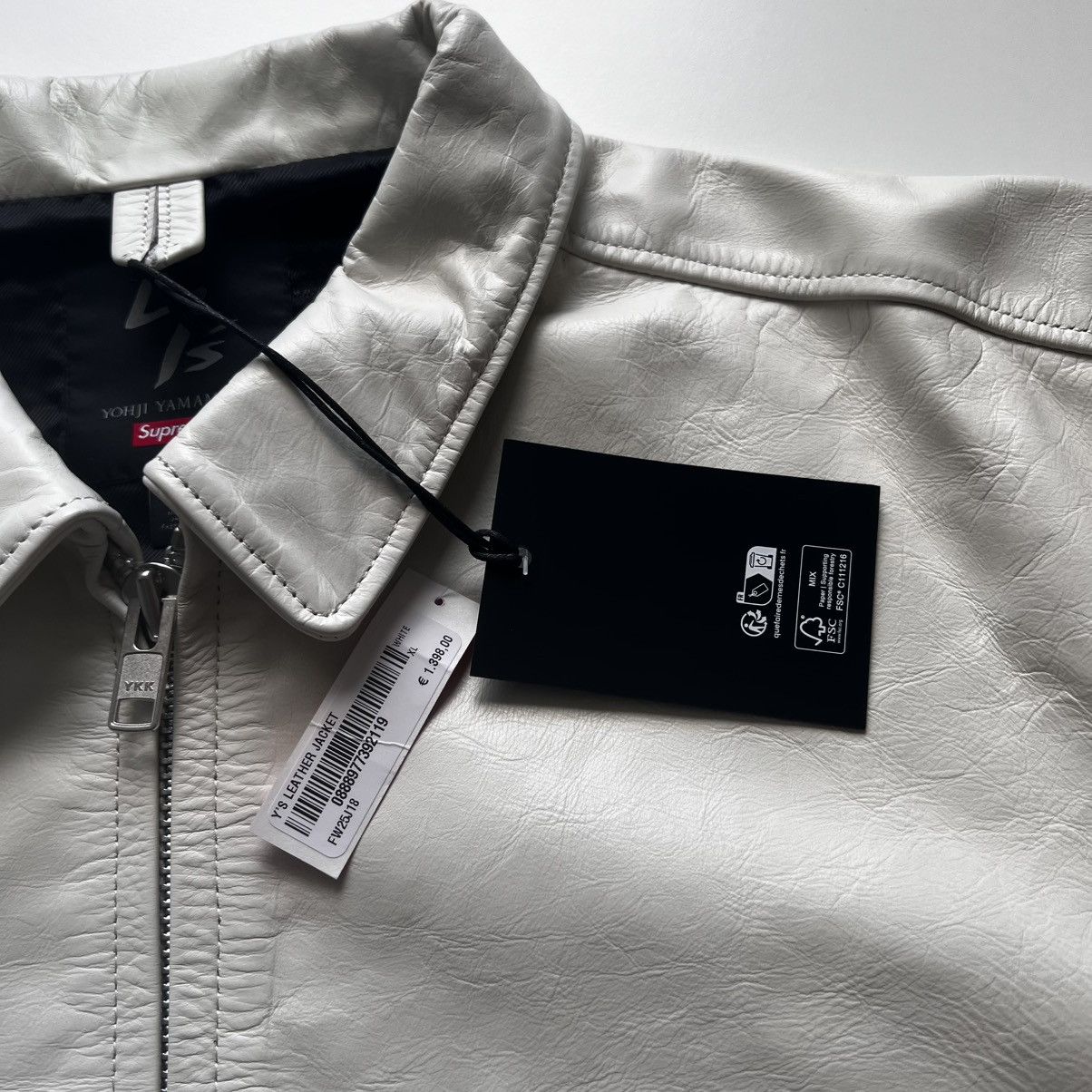 Supreme × Yohji Yamamoto Supreme Y’s by Yohji Yamamoto Leather Jacket White XL Bladee Size US XL / EU 56 / 4 - 7 Thumbnail