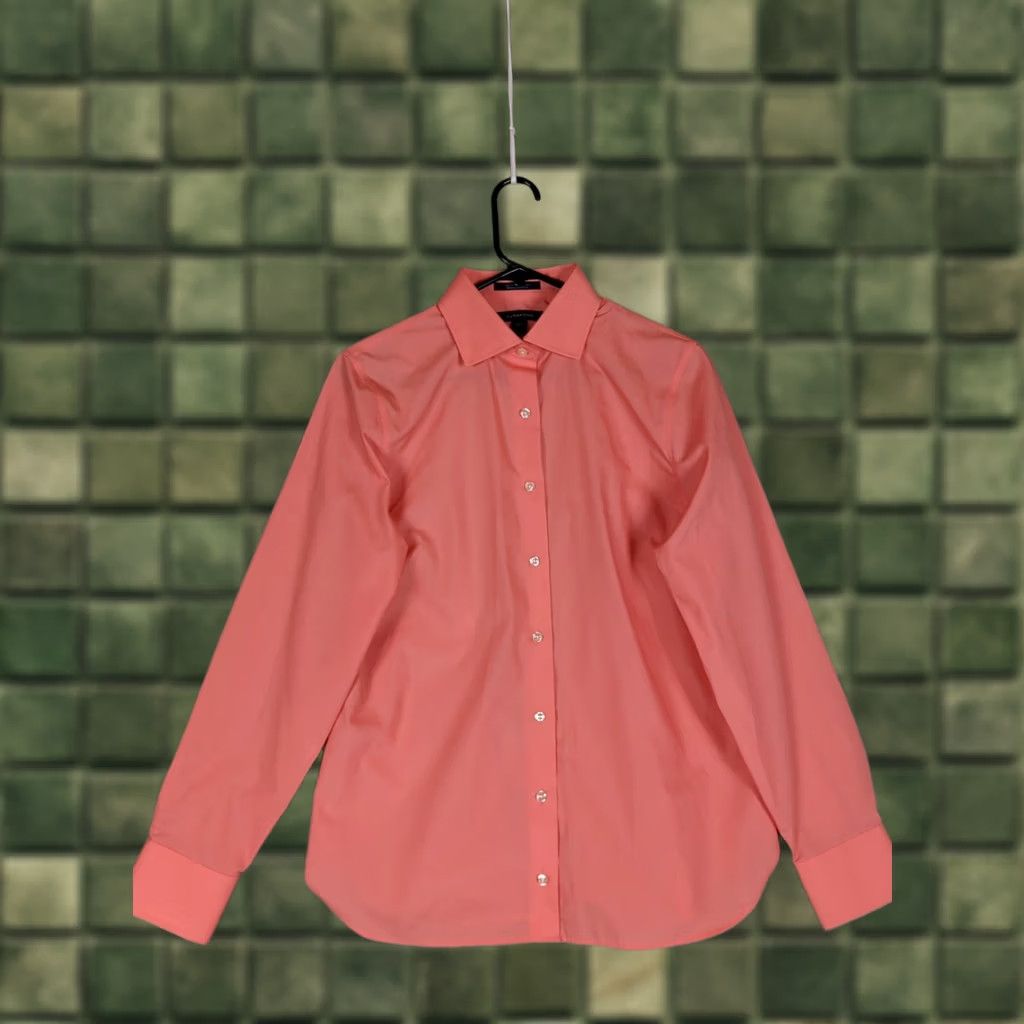 Lands' End LANDS' END WOMEN'S ORANGE LONG SLEEVE BUTTON FRONT WRINKLE FREE TOP SZ 12T Tall Shirts Womens Work Modern Size XL / US 12-14 / IT 48-50 - 1 Thumbnail