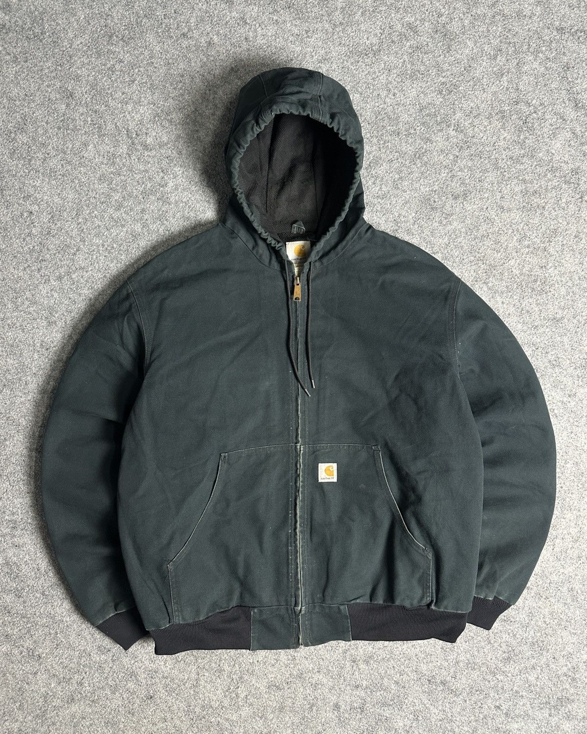 Carhartt J131 BLK Active Jacket Black Made in USA boxy fit.