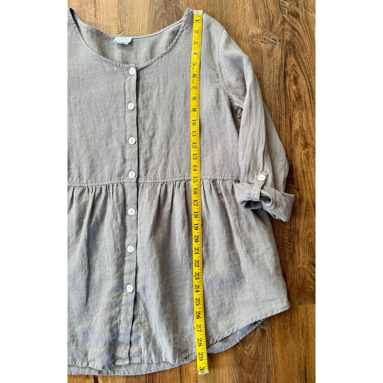 Other Sigrid Olsen 100% Linen Blouse Medium Tan Pintuck Peasant Size M / US 6-8 / IT 42-44 - 4 Thumbnail