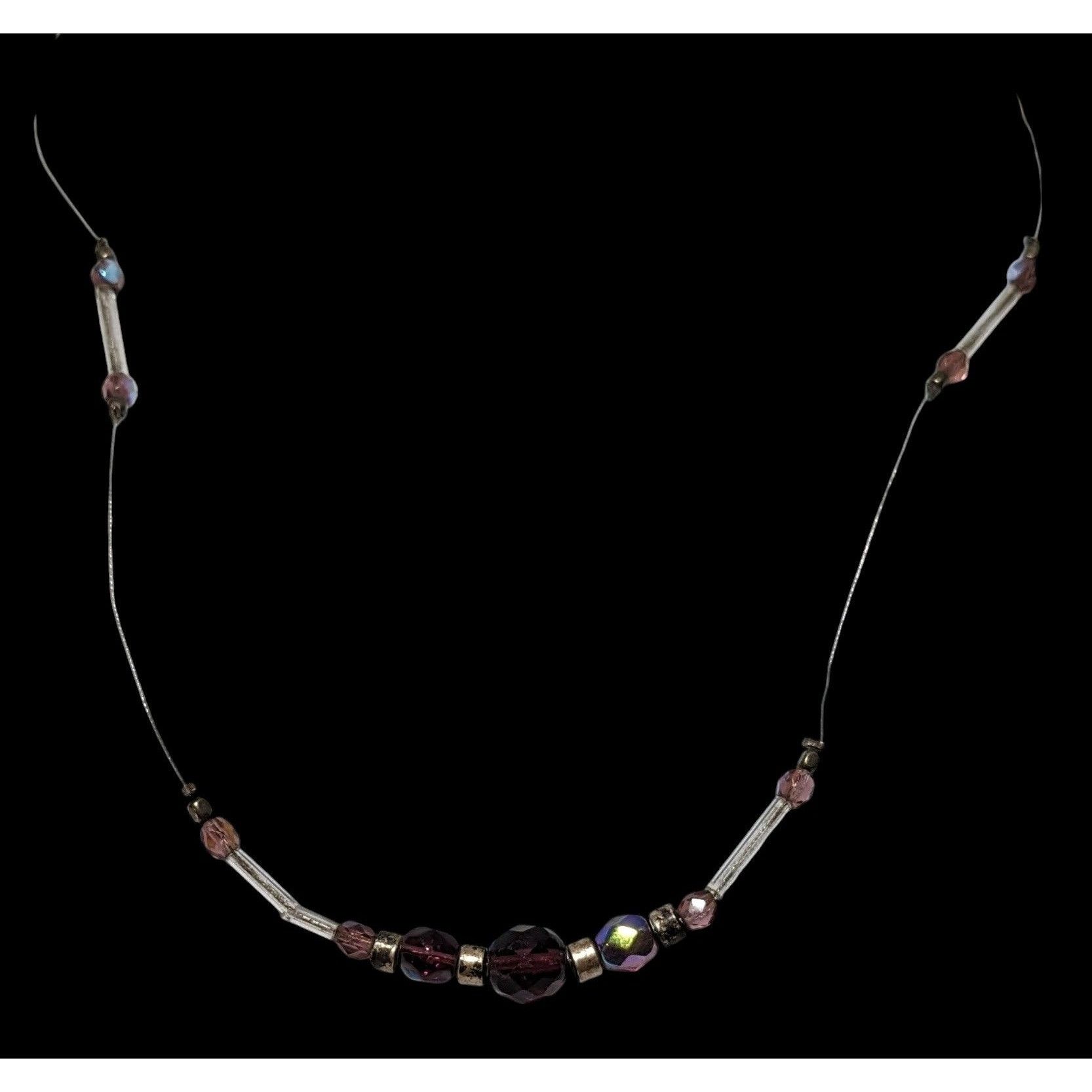 Other Handmade Purple Floating Beaded Station Necklace Size ONE SIZE - 3 Thumbnail
