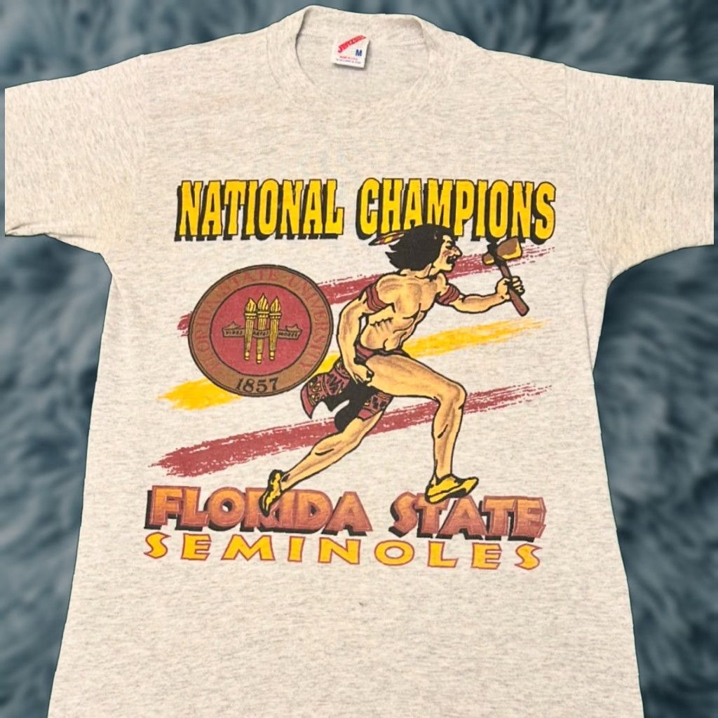 VINTAGE Florida State Seminoles FSU Champions T-Shirt 80s 90s Gray