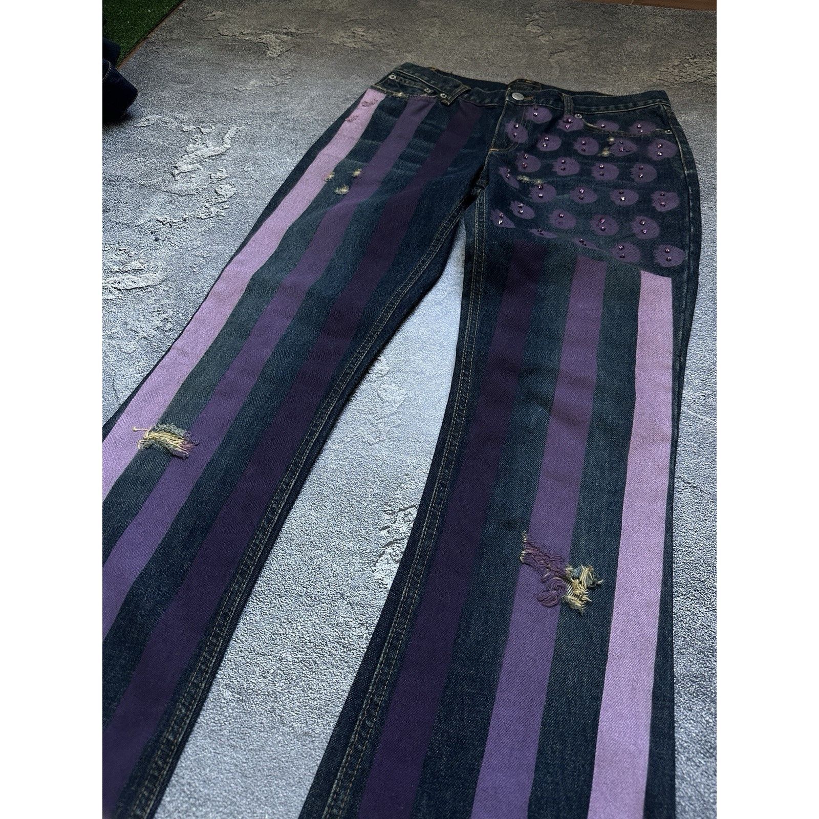 John Richmond Vintage John Richmond Bootcut Overprinted Punk Denim Pants Size 28" / US 6 / IT 42 - 6 Thumbnail