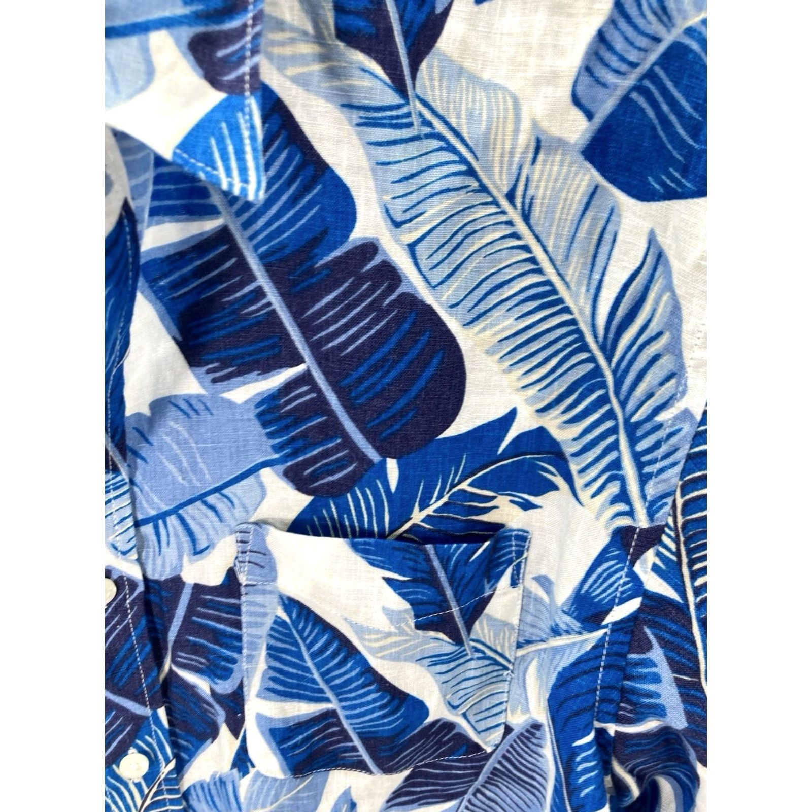 Lands' End Lands' End Linen Cabana Shirt Men M Blue Floral Short Sleeve Button-Up Size US M / EU 48-50 / 2 - 4 Thumbnail