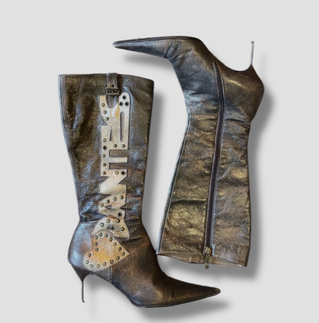 Other El Dantes Metallic Leather High Heel Boots – Size EU 38 Size US 7 / IT 37 - 2 Thumbnail