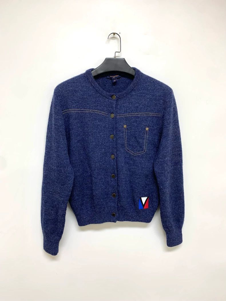 Louis Vuitton Louis Vuitton Denim Blue Cashmere Knit Cardigan shirt 2503 Size L / US 10 / IT 46 - 1 Thumbnail