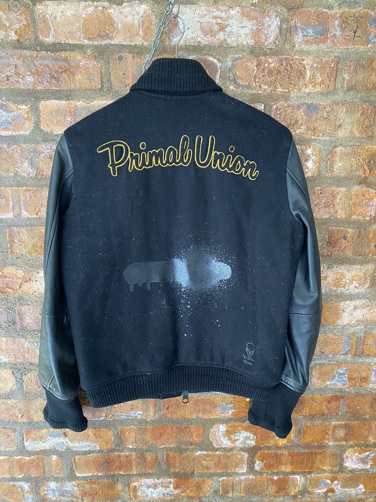 Japanese Brand 2000s Ila Primal Union Leather sleeve Skull Varsity Size US M / EU 48-50 / 2 - 8 Thumbnail