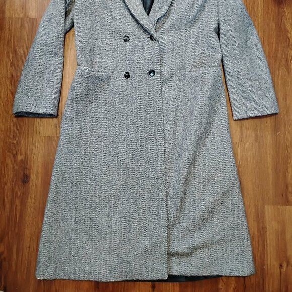 Other Vintage Herringbone Wool Pea Coat Jacket USA Size XL / US 12-14 / IT 48-50 - 3 Thumbnail