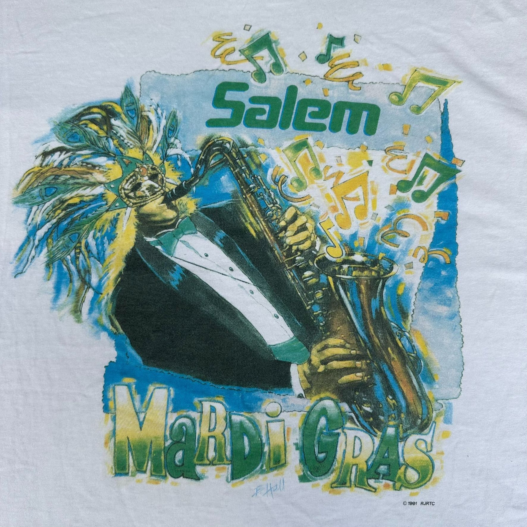 Vintage Vintage 90s Salem Cigarettes Mardi Gras 1992 T-Shirt White X Size US XL / EU 56 / 4 - 2 Thumbnail