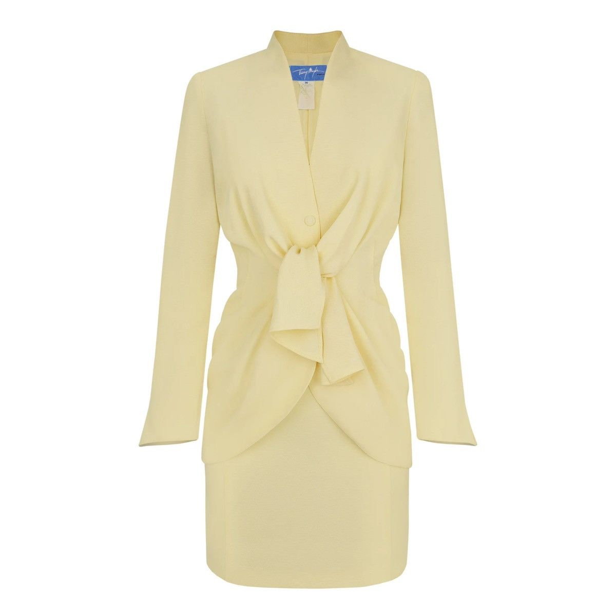 image of Thierry Mugler Early 90's Fitted Yellow Skirt Suit in Lemon, Women's (Size Small)