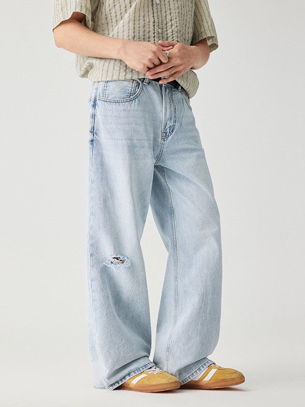 Jean Loose American High-Street Style Distressed Wide-Leg Jeans Size US 32 / EU 48 - 2 Thumbnail