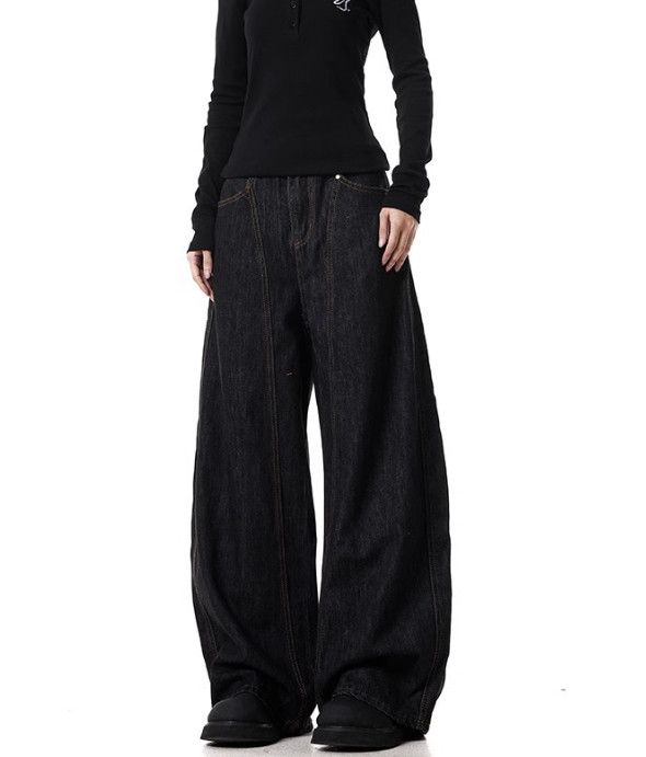 Jean American retro wide-leg men's loose straight scimitar jeans Size US 32 / EU 48 - 3 Thumbnail