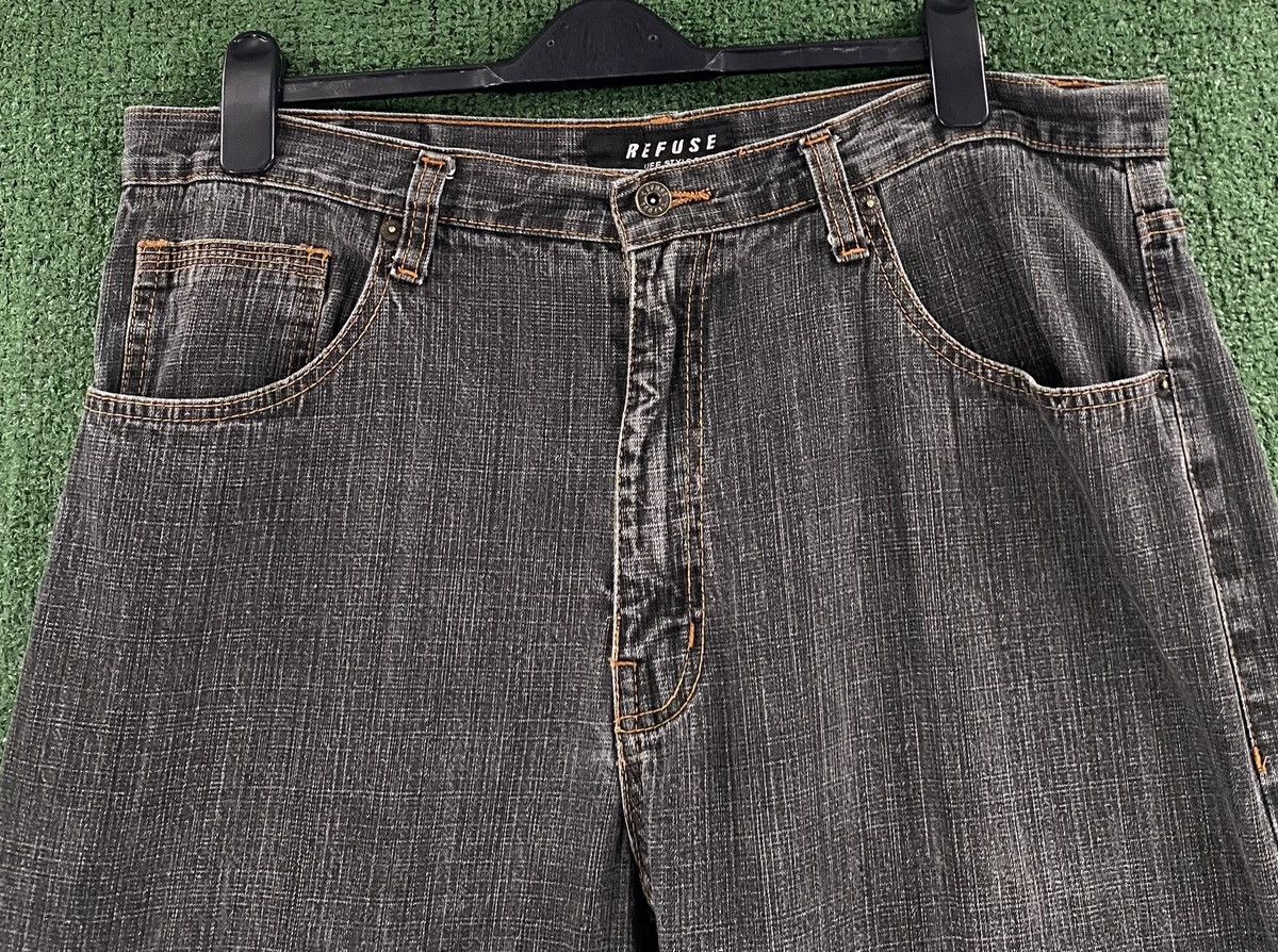 Other Vintage Y2K Refuse Embroidered Baggy Black Jeans Mens 38x31 Size US 38 / EU 54 - 5 Thumbnail