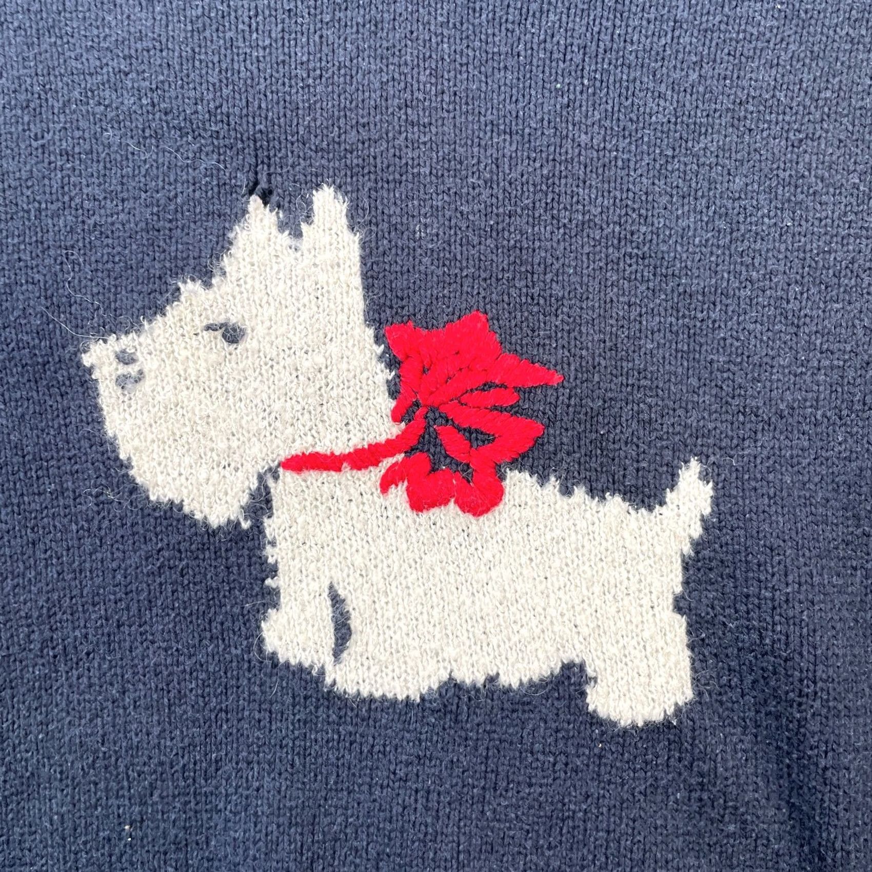J. Jill J. Jill Scottish Terrier Sweater Womens Small Blue Crew Neck V-Neck Knit Pullover Size S / US 4 / IT 40 - 5 Thumbnail