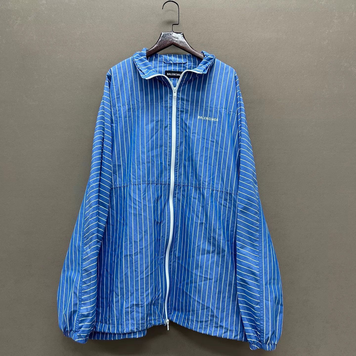 Balenciaga Blue Striped Zip-Up Light Jacket Size S Size US S / EU 44-46 / 1 - 1 Thumbnail