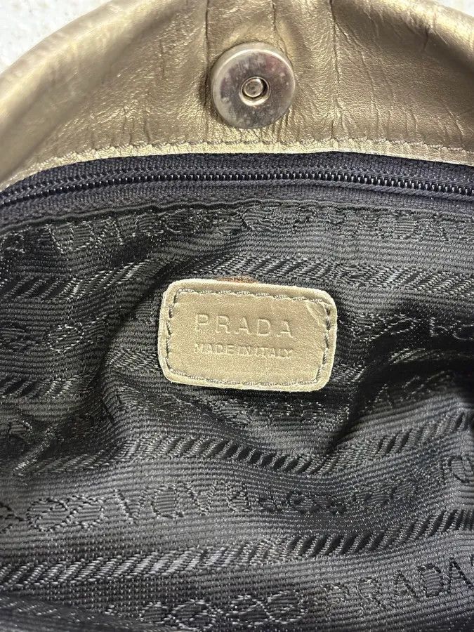 Prada Prada Gold Leather Studded Shoulder Bag Size ONE SIZE - 7 Thumbnail