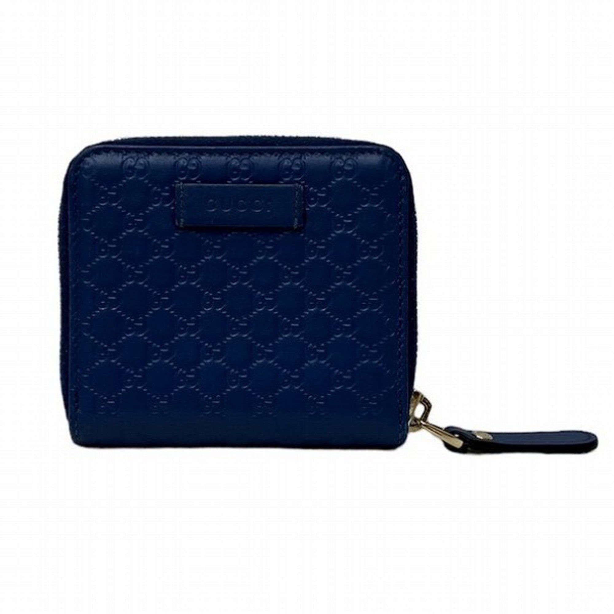 image of Gucci 449395 Unisex Leather Coin Purse/coin Case Blue in Black, Women's