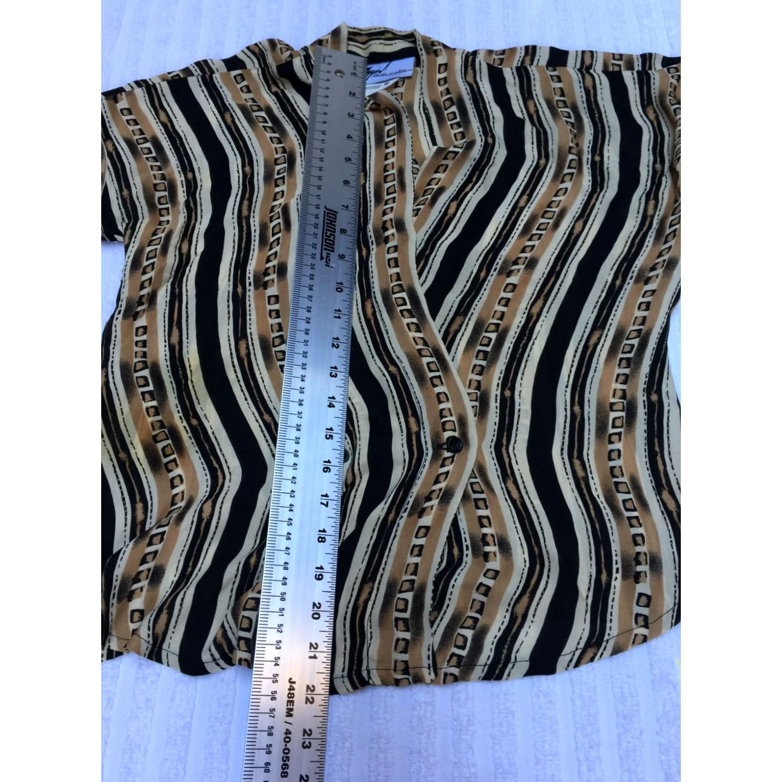 Vintage Peter Nygard Womens Brown Abstract Stripe Silk Wrap Front Top Blouse Sz 4 Casual Size S / US 4 / IT 40 - 7 Thumbnail