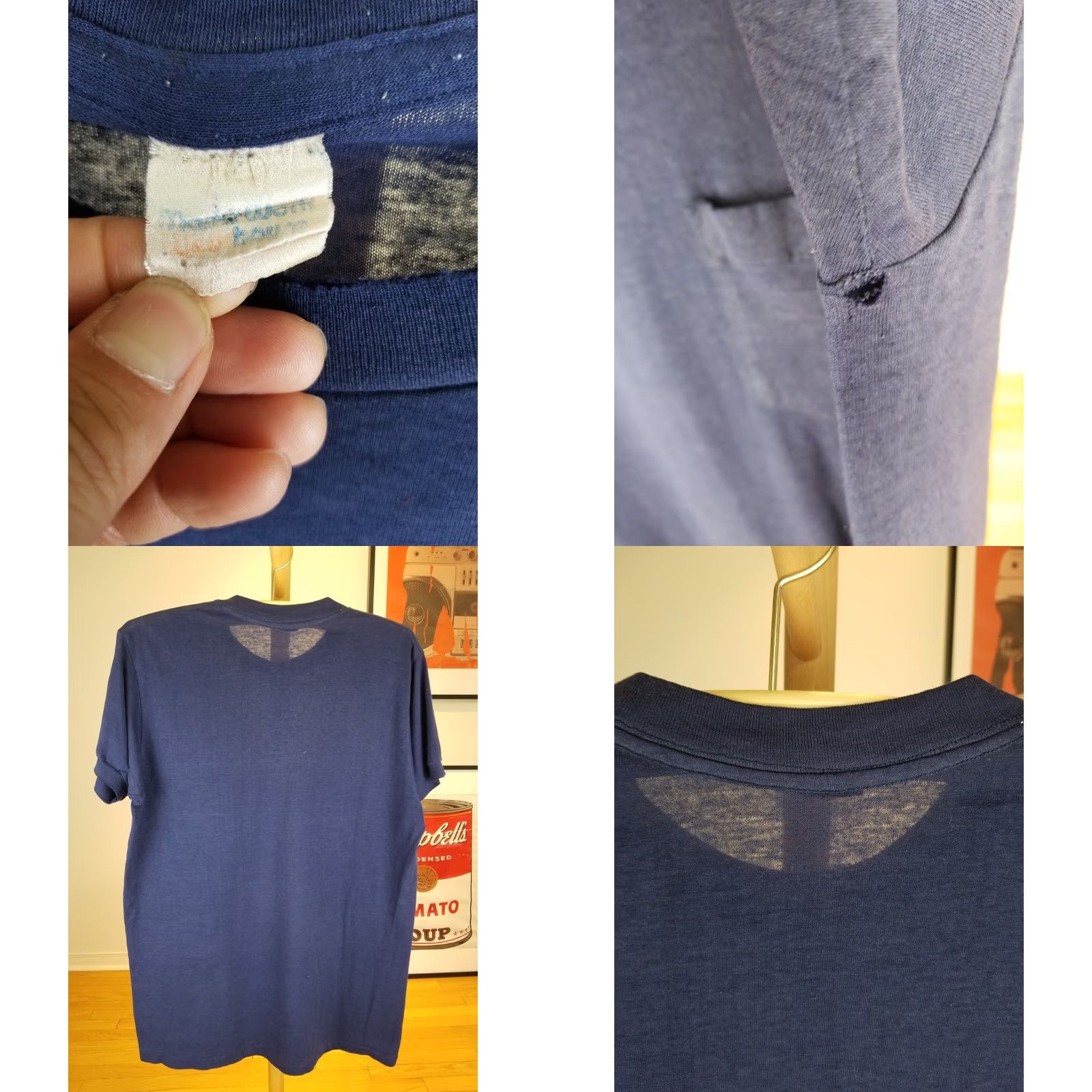 Vintage VINTAGE 80' BLANK ONE POCKET T-SHIRT NAVY XLARGE Size US XL / EU 56 / 4 - 8 Thumbnail