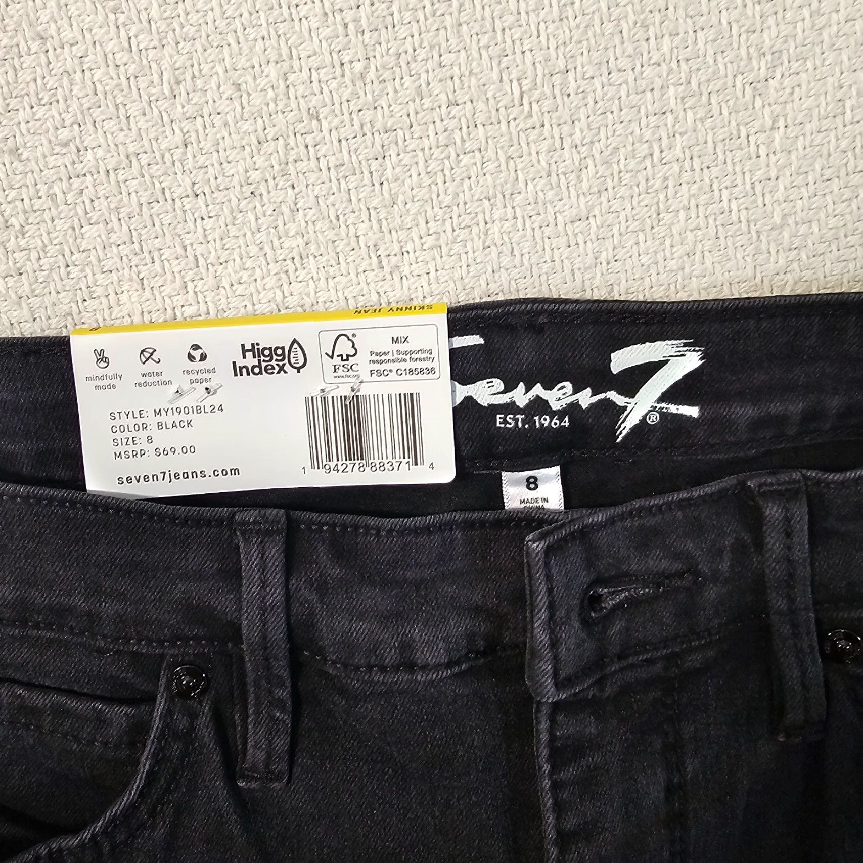 Vintage Seven7 Jeans Women's High Rise Skinny 5 Pockets Black Size 8 Size 30" / US 8 / IT 44 - 3 Thumbnail