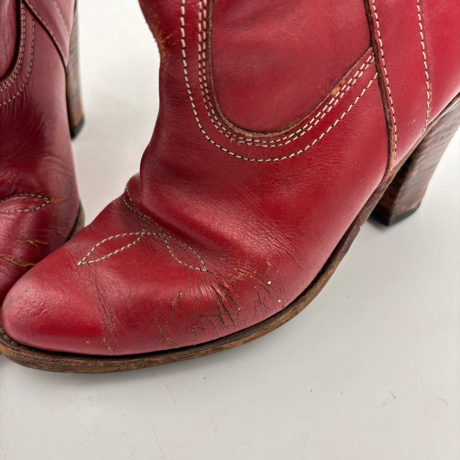 Vintage Vintage Cowboy Western Heeled Red Boots Bootie Women's 8 Size US 8 / IT 38 - 11 Thumbnail