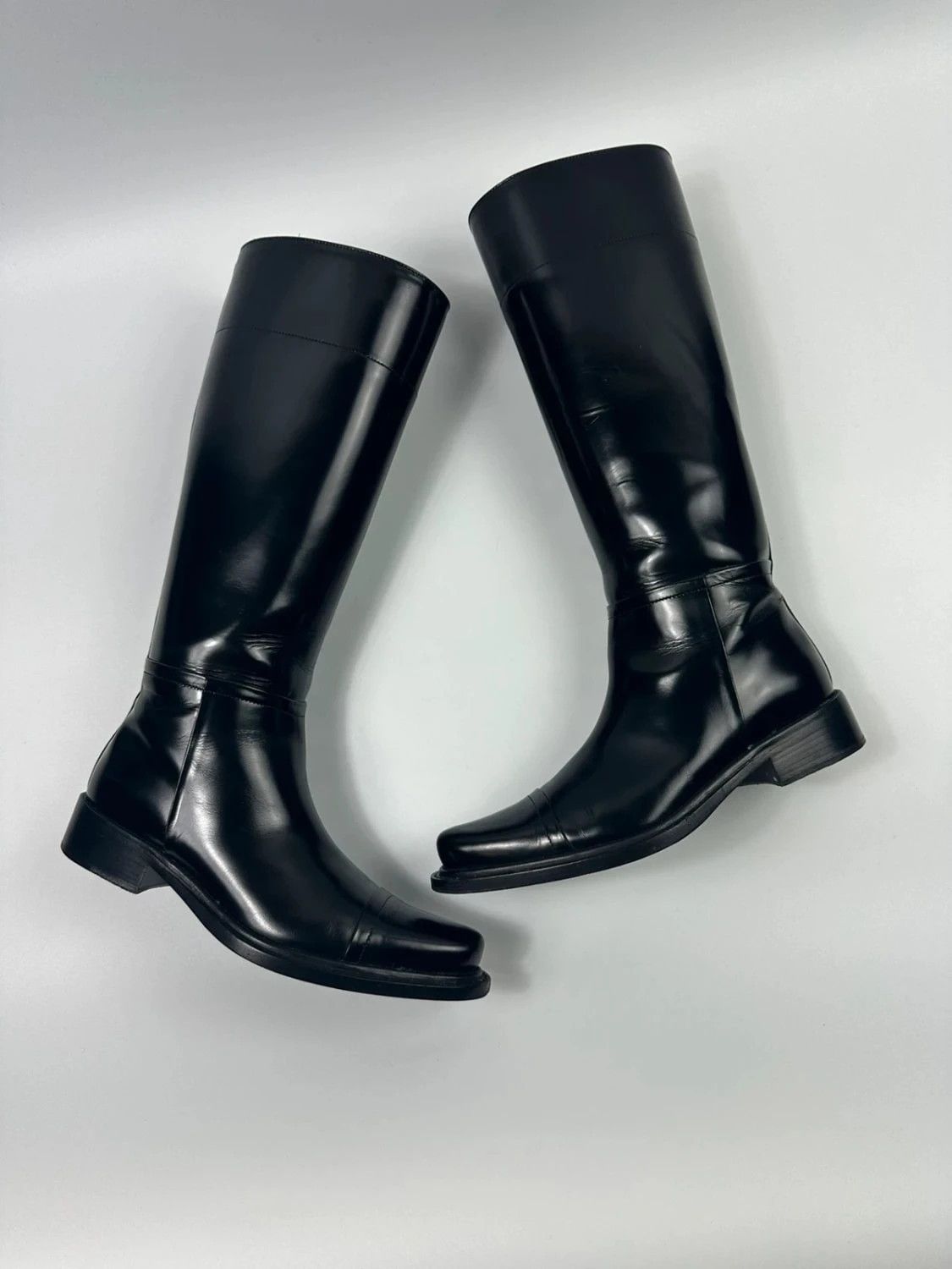 Prada Prada SS2014 Black Leather Vernis Patent Boots Pointy Toe Size US 6 / IT 36 - 1 Thumbnail