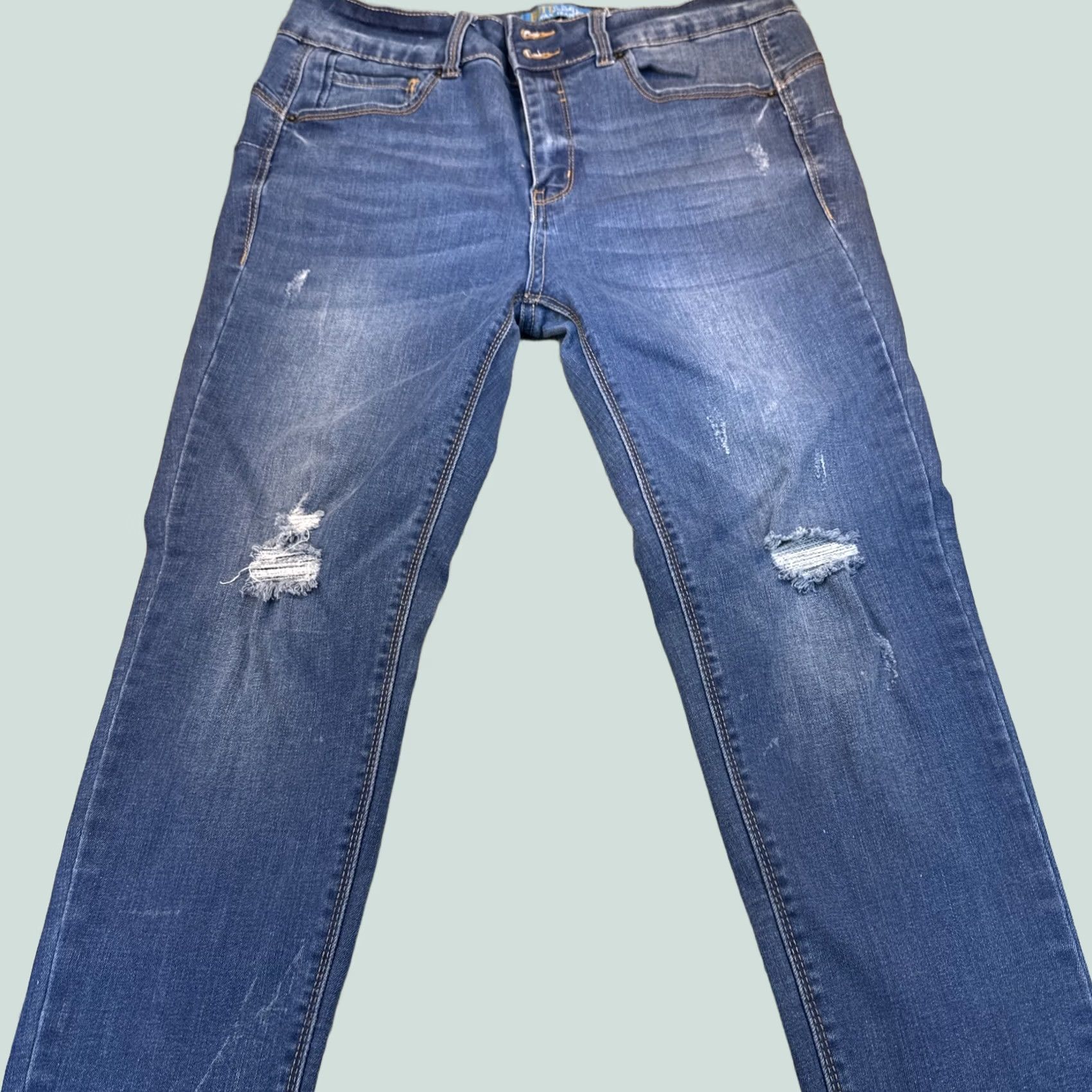 Vintage VINTAGE Women’s Waxed Jeans Size 13 X 31 Blue Distressed Skinny Jeans Women 13 Blue Distressed Wax Jean Jeans Size 34" / US 12 / IT 48 - 1 Thumbnail