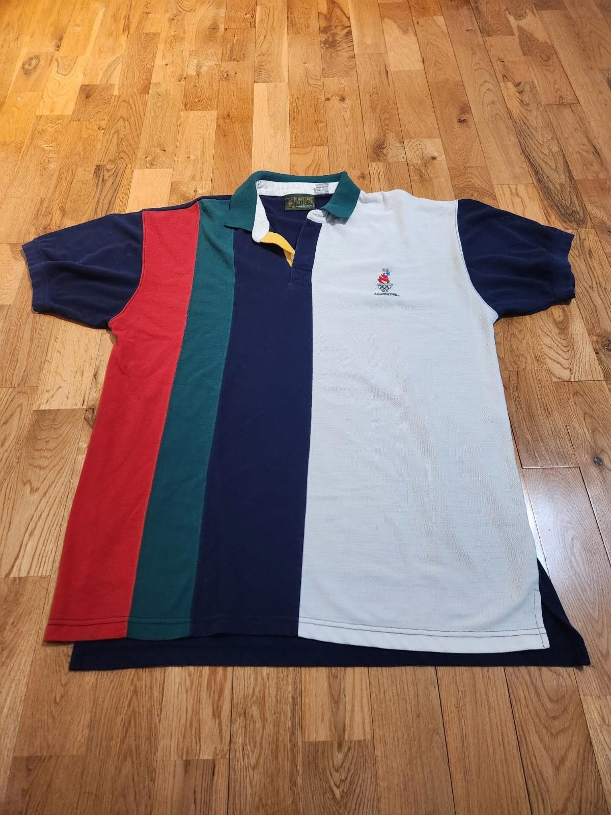 Designer VTG 90s Atlanta Olympic Games Mens L Polo Shirt Colorblock Size US L / EU 52-54 / 3 - 1 Thumbnail
