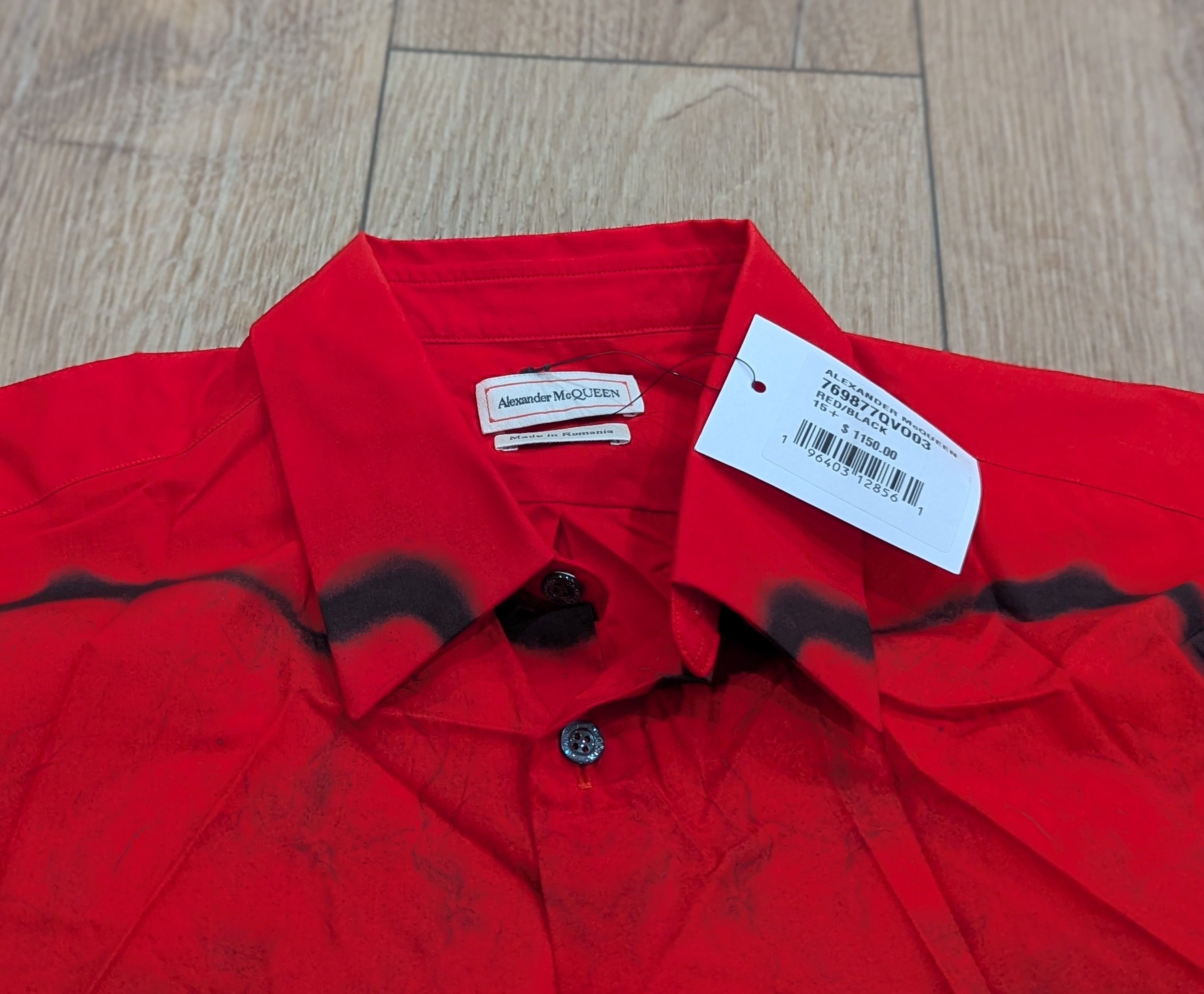 Alexander McQueen Alexander McQueen Floral Button Up Shirt Red/Black 15.5 Size US M / EU 48-50 / 2 - 2 Thumbnail