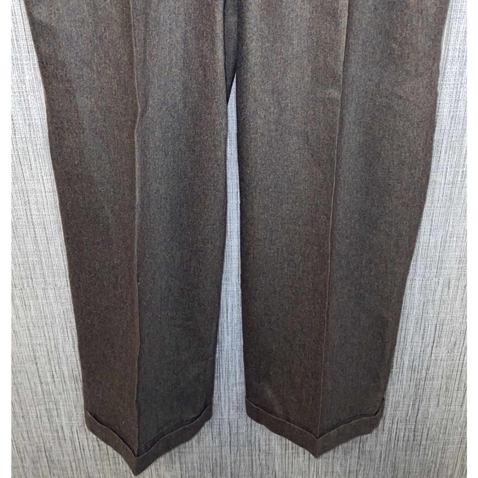 Vintage Keaton Chase Mens Brown Wool USA Made Pleated Dress Pants Pants 37 X 30 Mens Regular Brown Wool Dress Pants Size US 37 - 3 Thumbnail