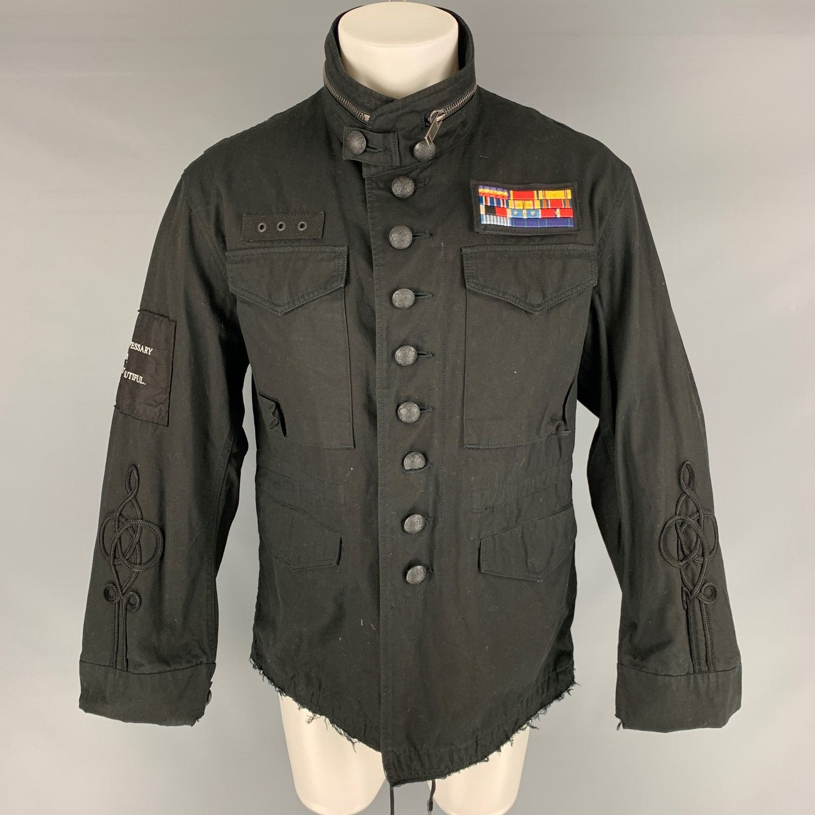 Christian Dada CHRISTIAN DADA 38 Size 38 Black Patch Cotton Military Jacket Size US M / EU 48-50 / 2 - 1 Thumbnail