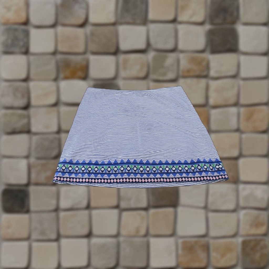 Vineyard Vines VINTAGE Vineyard Vines Skirt Womens 8 Cotton Blue Striped A-Line Size 30" / US 8 / IT 44 - 1 Thumbnail