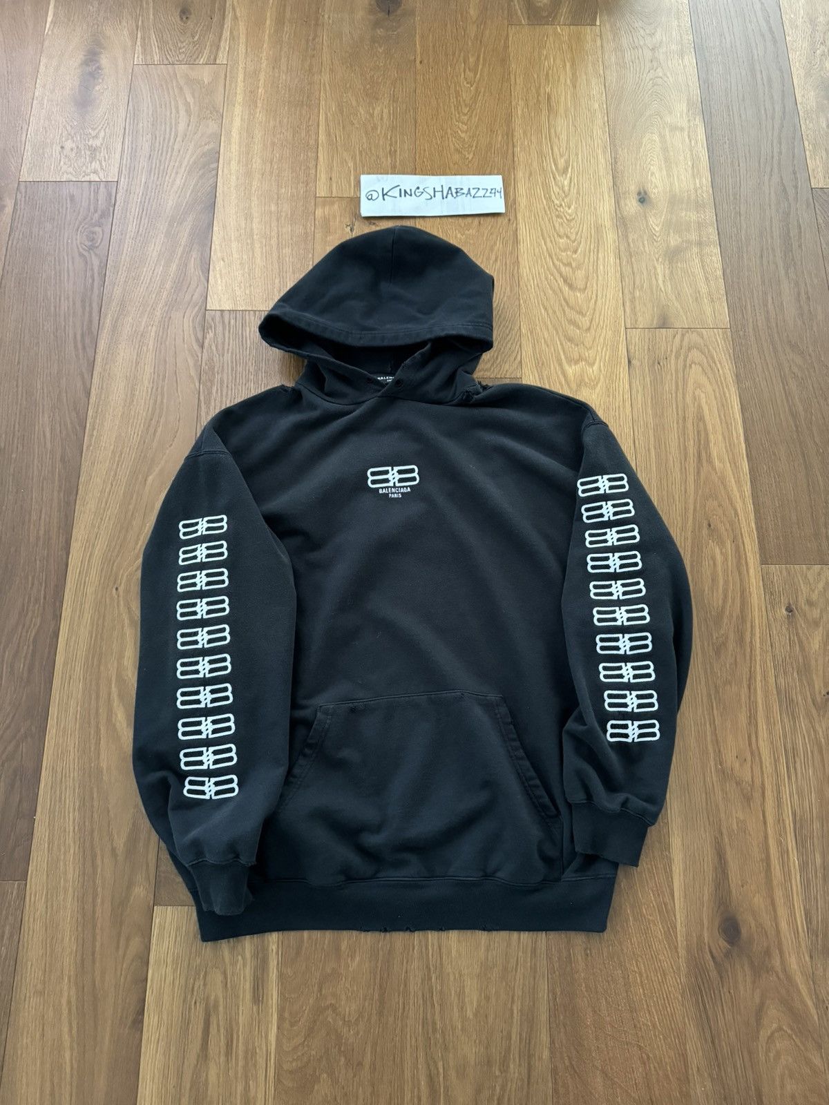 Balenciaga BALENCIAGA DISTRESSED DOUBLE B HOODIE Size US L / EU 52-54 / 3 - 1 Thumbnail