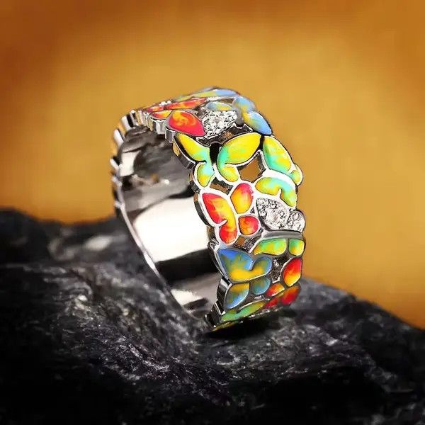 Japanese Brand × Vintage Handmade Enamel Craft Women's Rings Size ONE SIZE - 1 Thumbnail