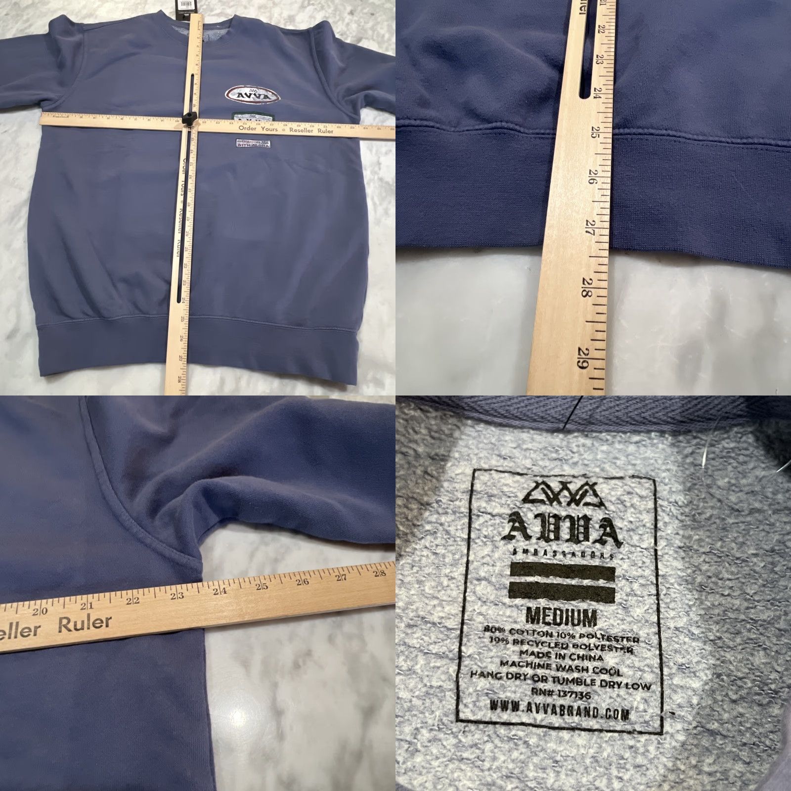 Vintage AVVA Hawaiian Sweatshirt Men Medium Pullover Amplified Service Faded Indigo NWT Size US M / EU 48-50 / 2 - 8 Thumbnail