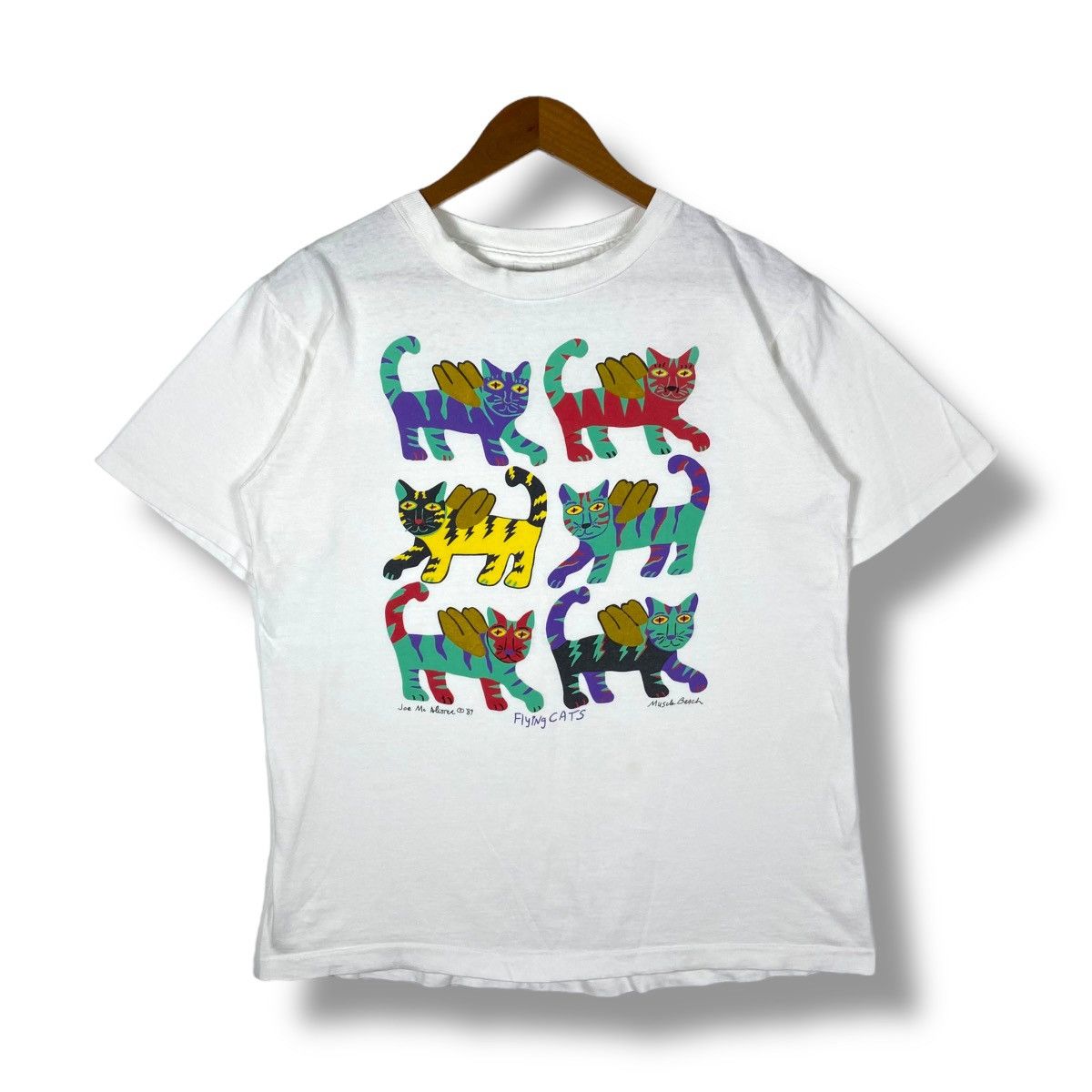 Vintage 80's JOE McALISTER Flying Cats Pop Art Graphic