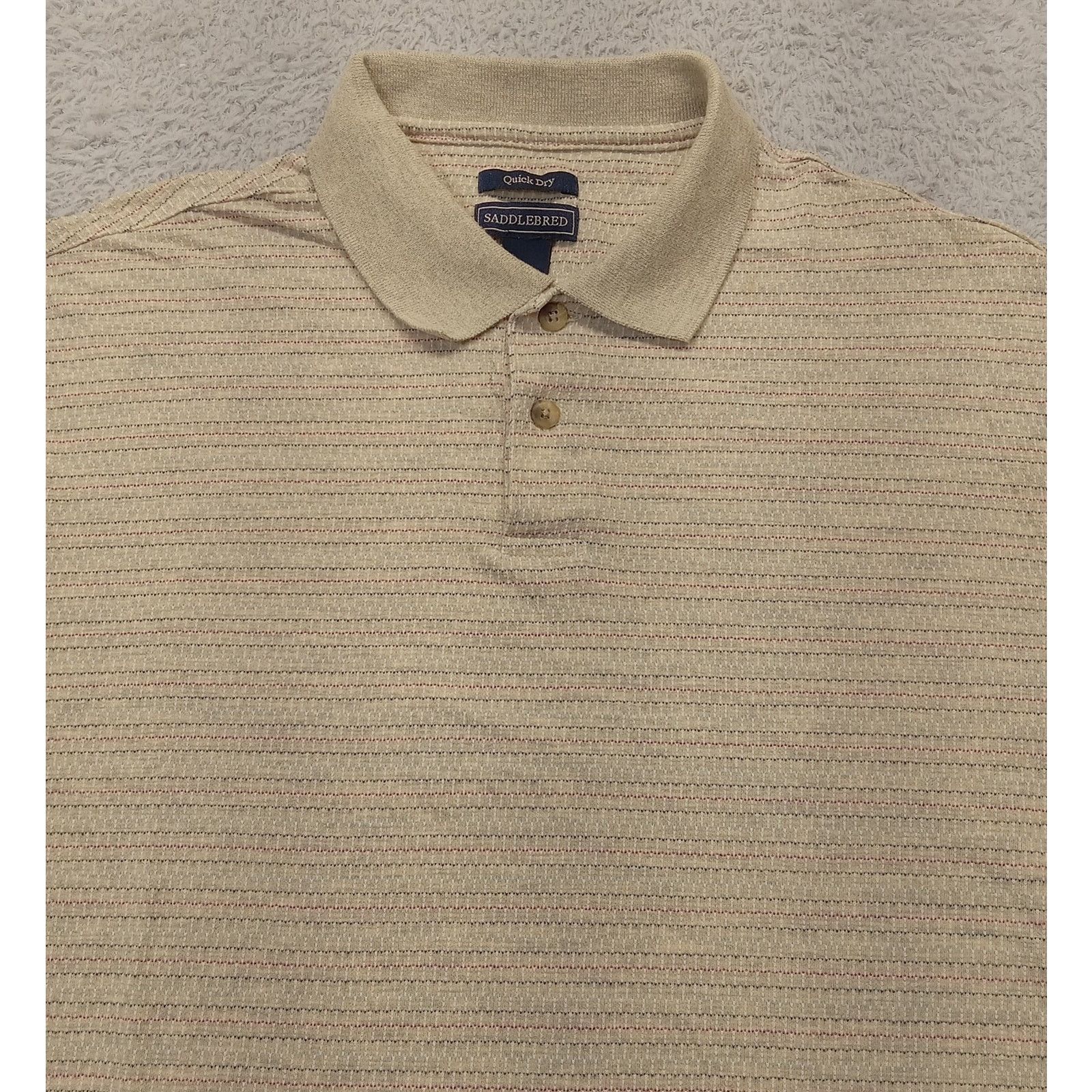 Saddlebred Saddlebred Quick Dry Polo Shirt L Short Sleeve Beige Stripe Size US L / EU 52-54 / 3 - 2 Thumbnail