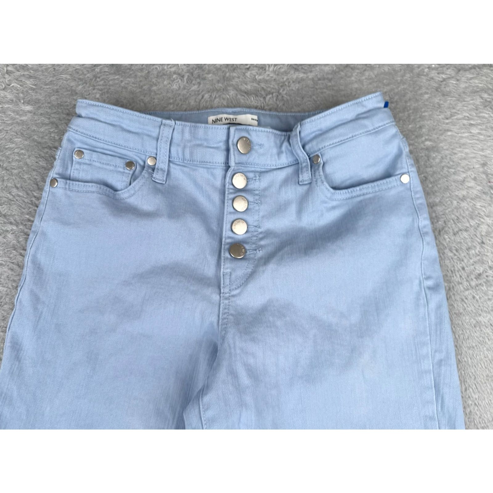 Nine West Nine West Jeans Women 6 Blue Denim Mid Rise Straight Leg Button Fly 26x25 Adults Regular Blue Distressed 90s Mens Size 28" / US 6 / IT 42 - 4 Thumbnail